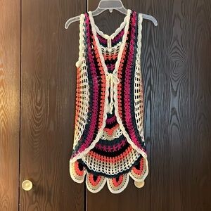 Shoreline boho crocheted vest. Size Small